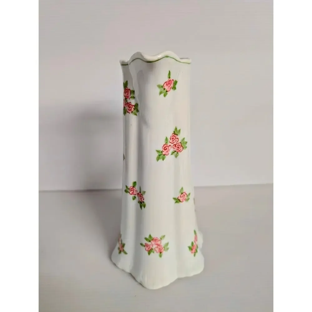 Andrea by Sadek Porcelain Pitcher Vase – Pink Roses Cottage Style 8-inch